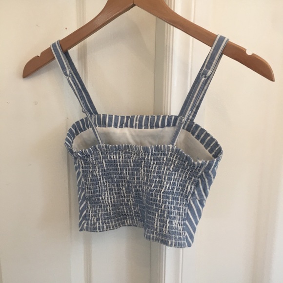 striped denim crop tank top - Picture 3 of 3